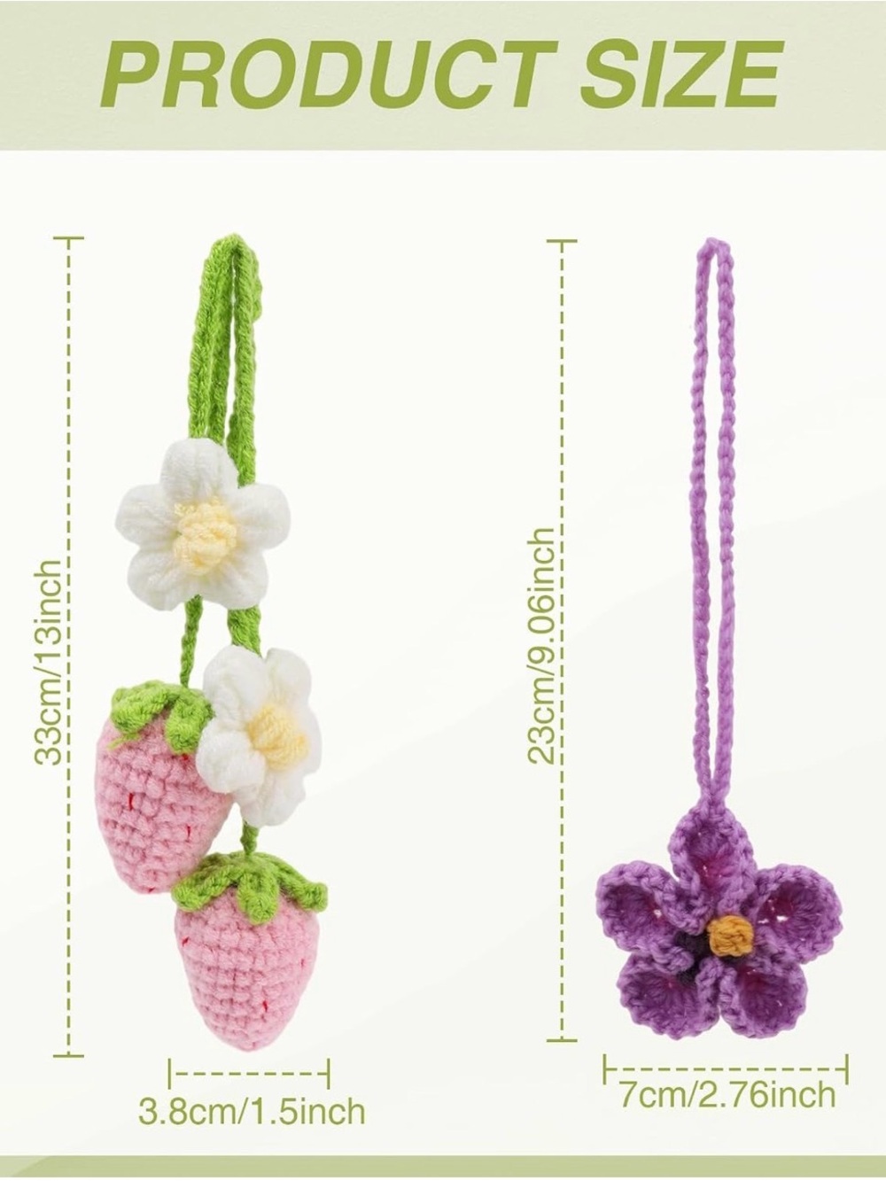Crochet Strawberry & Flower Bag Charm-New - Picture 3 of 3